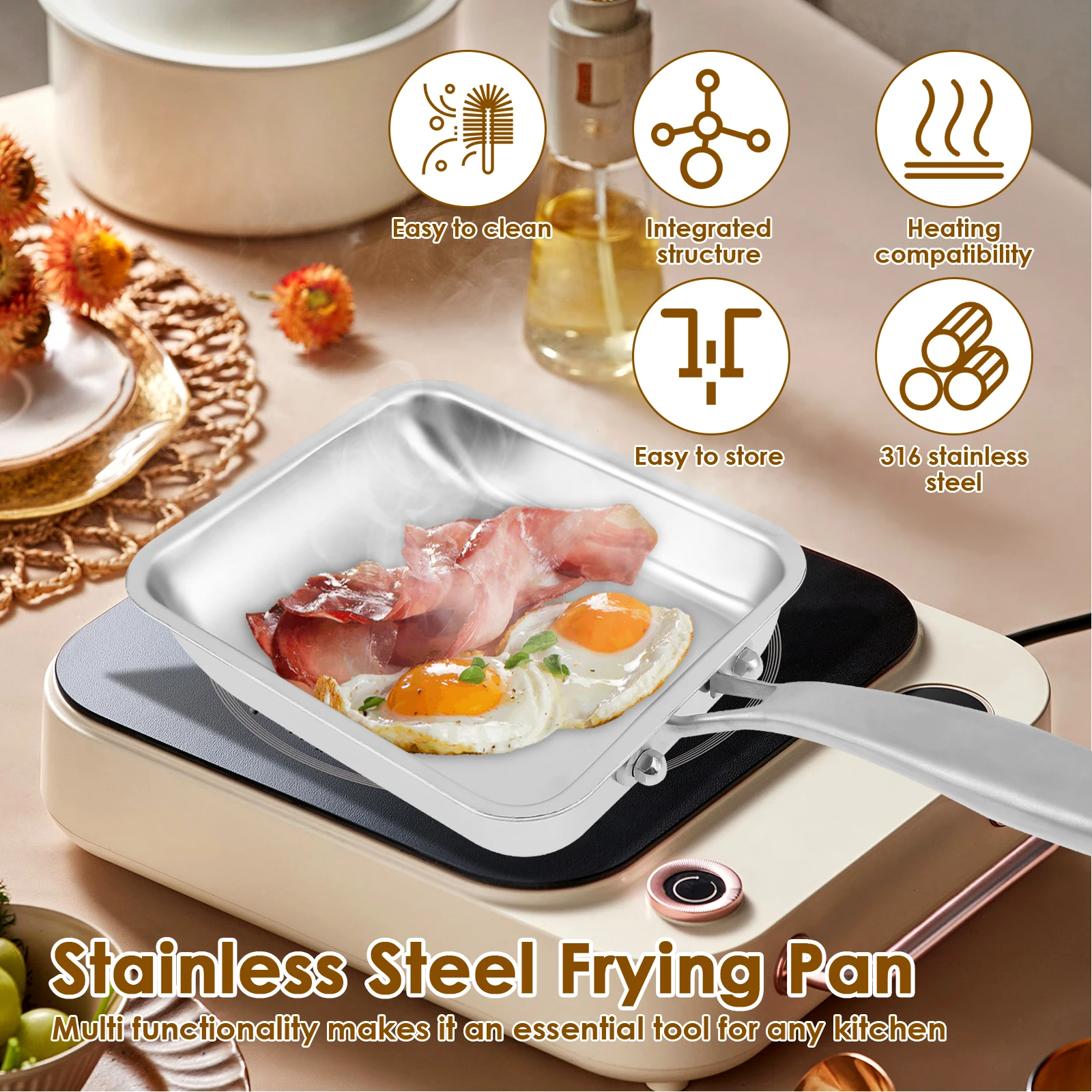 卵焼きパン ステンレス鋼 日本のオムレツパン ハンドル付き  - Crepe Pan Nonstick のレビューと価格