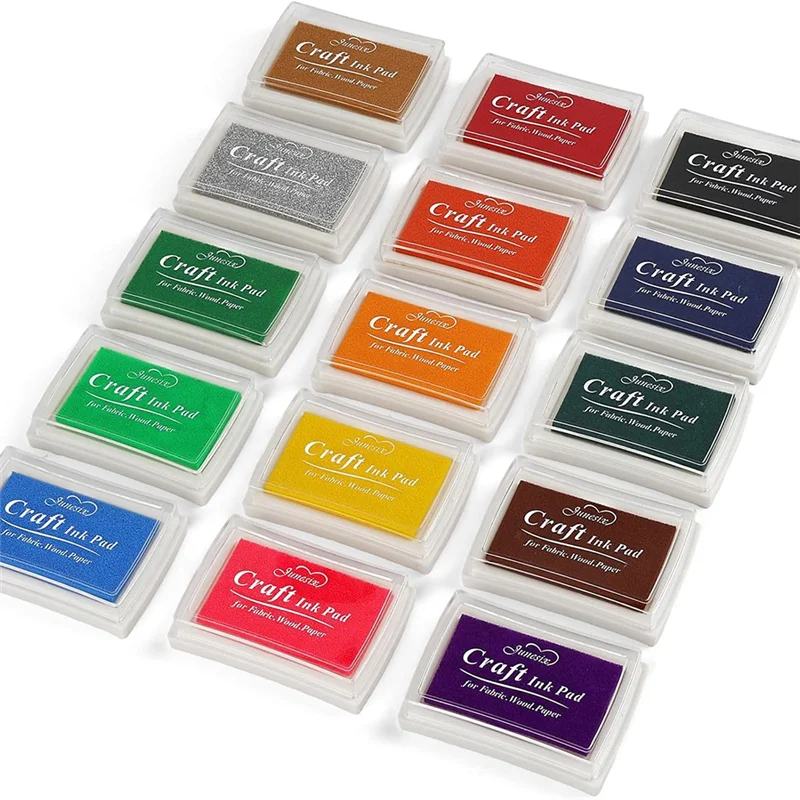 

Ultra 15 Colors Craft Ink Pads, Washable Finger Stamp Pad For Kids DIY, Paper, Wood Fabric, Scrapbooking, Rubber Stamps