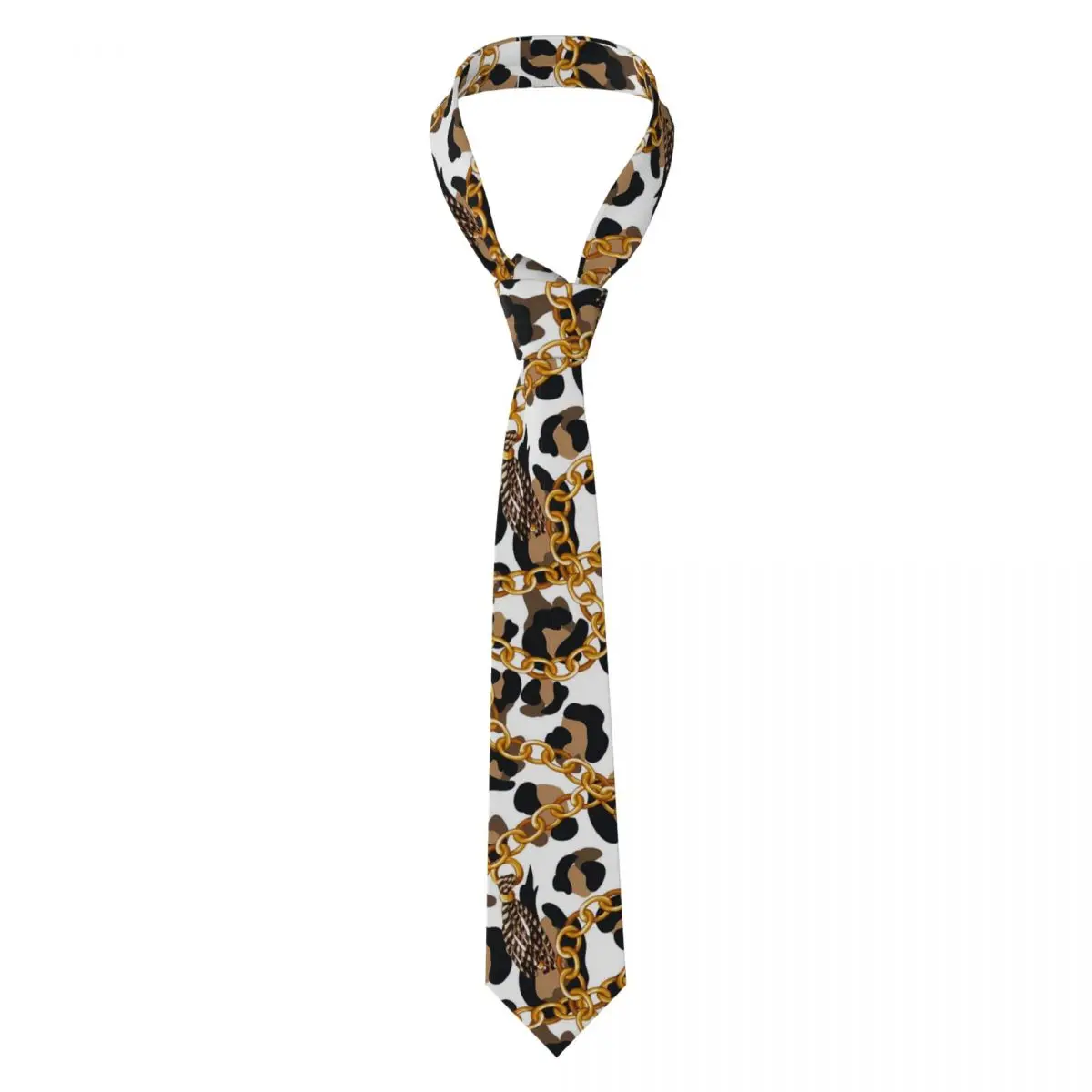 Golden Chains Tie Leopard Print Cute Funny Neck Ties For Male Business Great Quality Collar Tie Printed Necktie Accessories