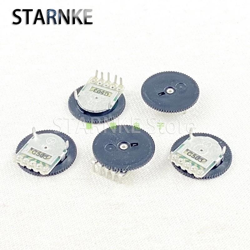 10PCS C50K Dial Gear Potentiometer 5 Pins 16mm×1mm Radio Volume Wire Control C503