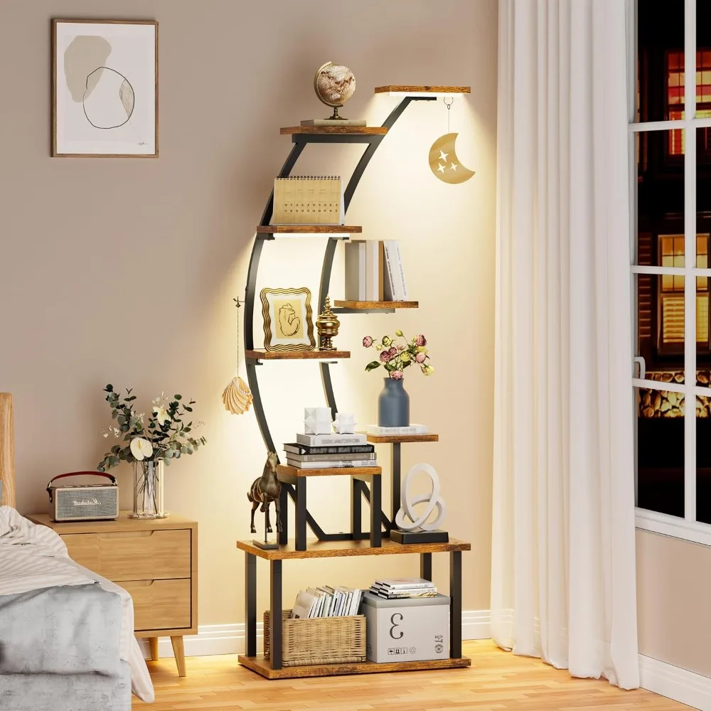 Display Shelf with Lights, Corner Shelf Stand, 63