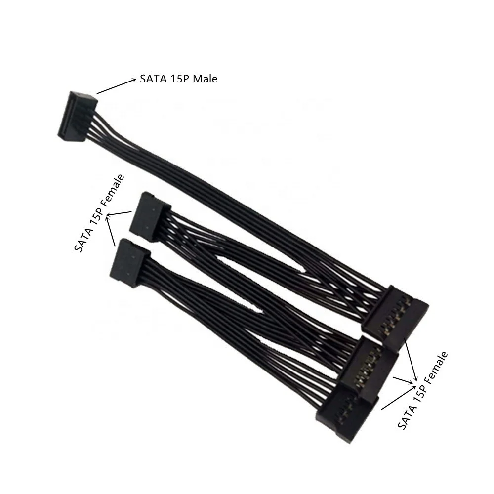 SATA 15Pin Male to 5 Port SATA Splitter Hard Disk Adapter Extension Power Supply Cable 18AWG 60CM