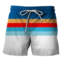 Casual Stripe Graphic Beach Shorts Men Hawaiian Vacation Short Pants 3D Printed Board Trunk Swimsuit Woman 2023 homme Ice Shorts