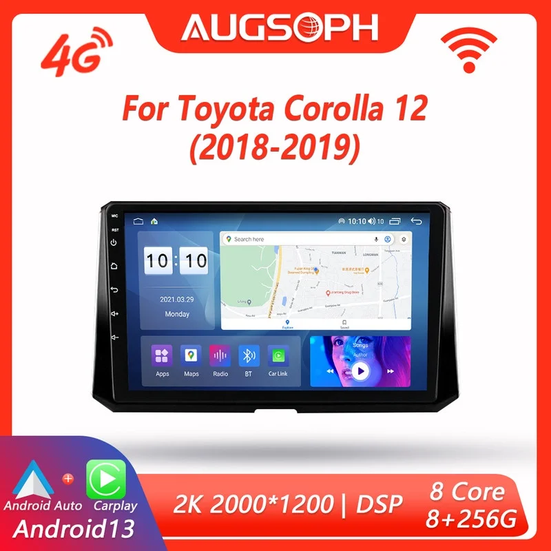 

Android 13 Car Radio for Toyota Corolla 12 2018-2019,10inch Multimedia Player with 4G WiFi Carplay & 2Din