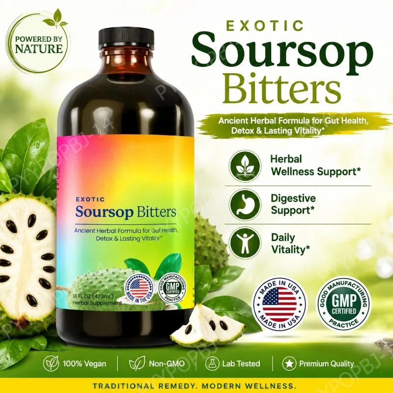 Exotic Soursop Bitters Herbal Wellness Supplement Plant Based Formula 16 Fl Oz (473ml)
