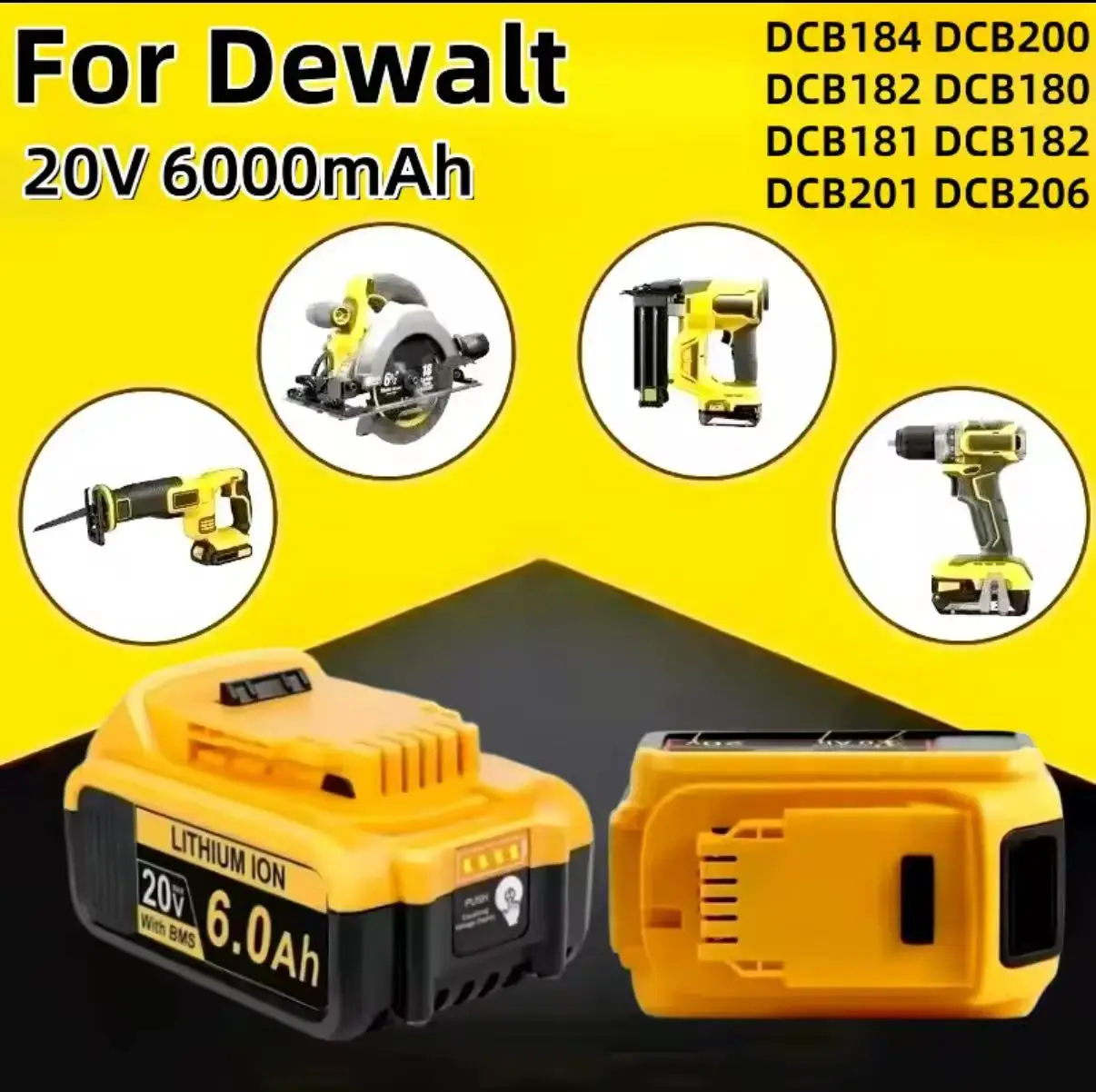 

SUMMING battery for Dewalt 18V/20V ⚡ ✅ power Toolsrechargeable electric tool Accessories Lithium batteriesReplace DCB184