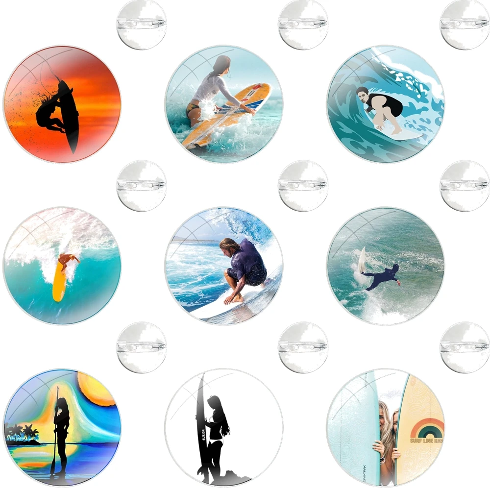 Pin Icons Brooch Jewelry Accessories Sea wave surf summer surfing ocean