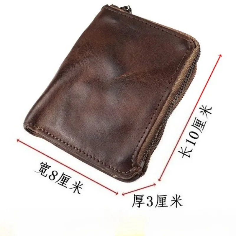 الرجال التجاعيد الملمس محفظة صغيرة اليدوية المتعثرة الخضار المدبوغة الجلود محفظة نسائية للعملات المعدنية المدمجة اليومية محفظة صغيرة للرجال 2026 #6