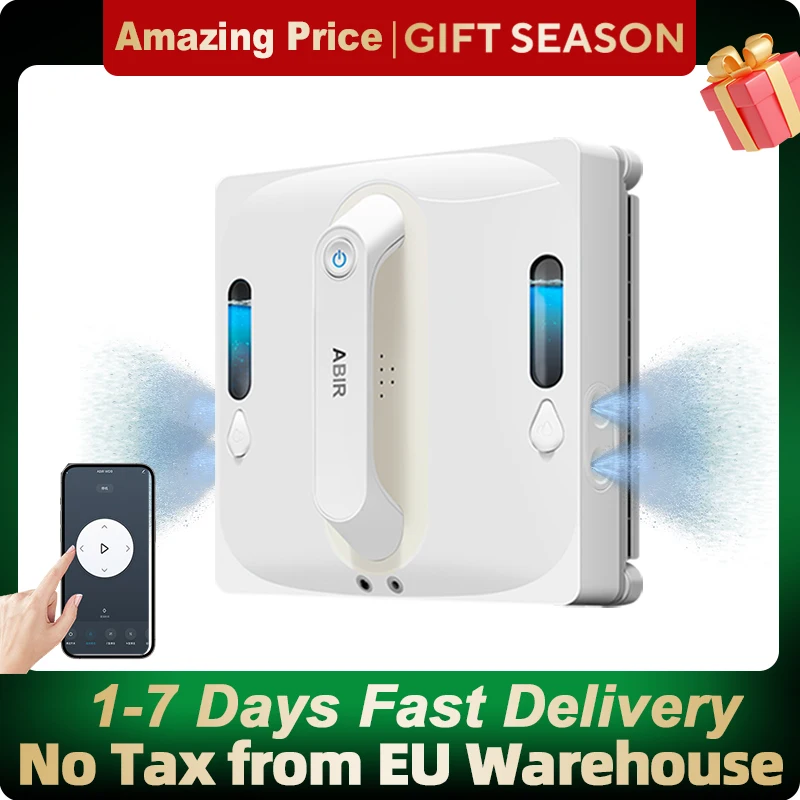 Robot de nettoyage de vitres ABIR WD9, pulvérisation d'eau à 4 voies, technologie de grattage flottant, capteur Laser, aspiration sous vide 9000PA, mémoire intelligente