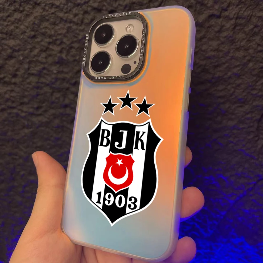 Turkey For iPhone 16 15 14 13 12 11 Pro MAX Plus IMD Chameleon B-Besiktass Laser Phone Case BJK