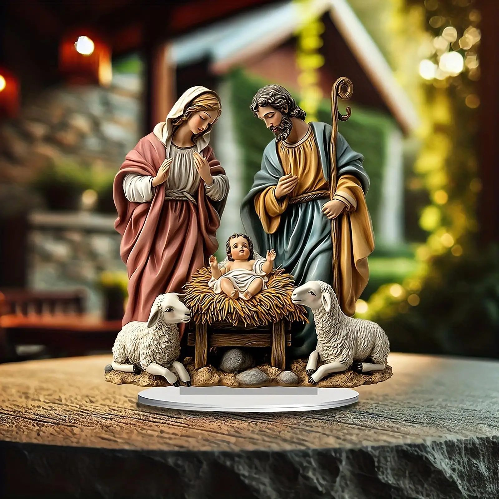 Christmas Nativity Scene Figurine Tabletop Decor Nativity Figurines Set for Birthday Gift Living Room Car Office Home Decoration