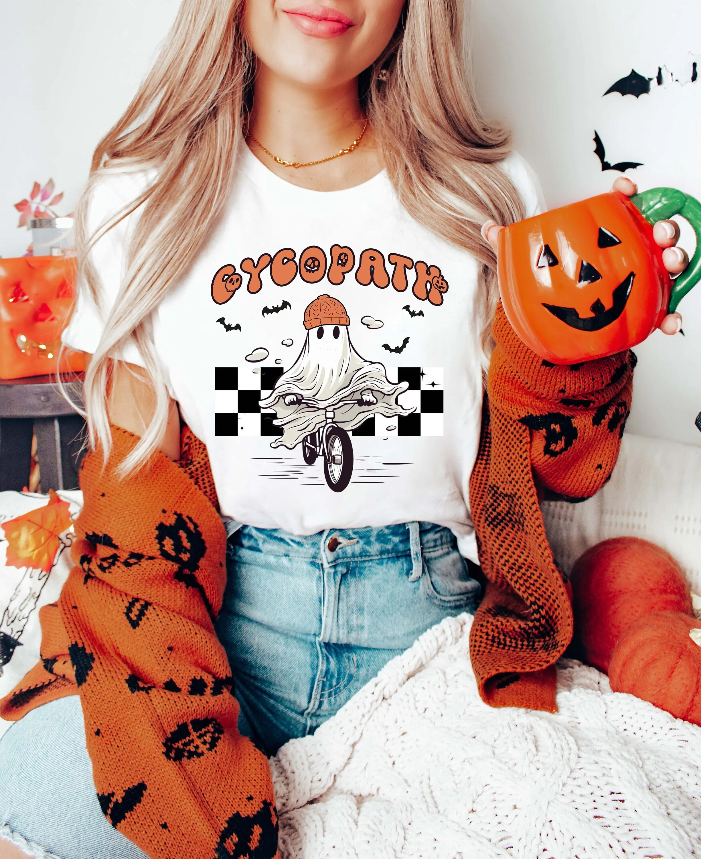 Halloween Cycopath T Shirt Spooky Season For Cycling Lovers Funny