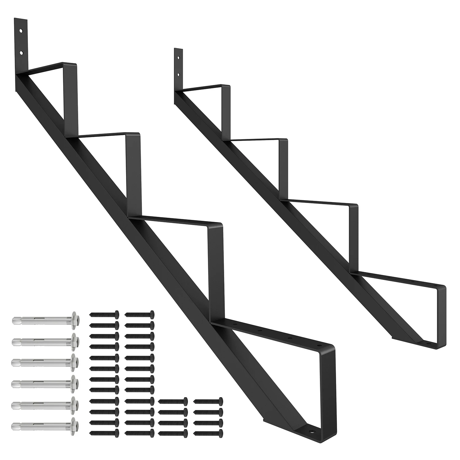 

Factory Direct 2026 Top RatedSteel Stair Stringer 4 Step-2 pcs, Pre-drilled Holes Steel Stair Riser for Deck Height 35in