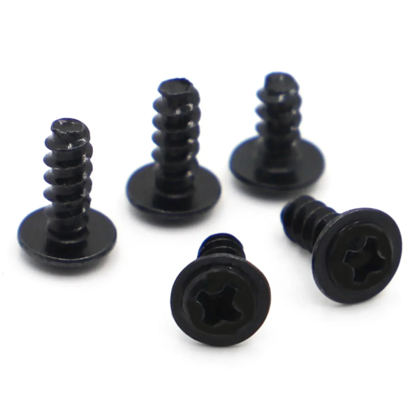 50 قطعة PWB المسمار الأسود مطلي الصلب فيليبس جولة رئيس مع غسالة مسامير التنصت الذاتي M1.4 M1.7 M2 M2.3 M2.6 M3 M4 #3