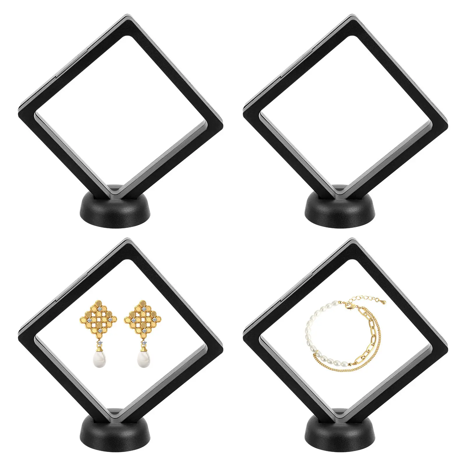 4Sets Jewelry Display Box Heavy Duty Professional Display Stand for Medals Coins Stamps Jewelry Chips Home Store Window