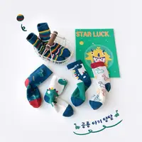 5 Pairs Autumn Winter New Style Children's Socks Mid-high Long Dinosaur Cartoon Design Boys Girls Baby Cartoon Socks Wholesale 4