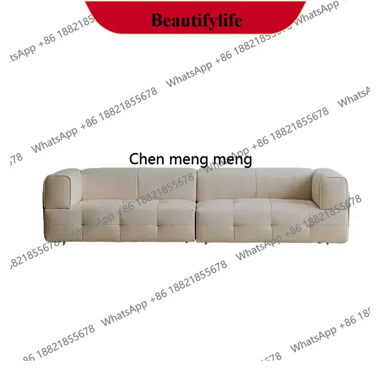 

z183 Nordic retro cream wind marshmallow sofa living room fabric tofu block straight row sofa