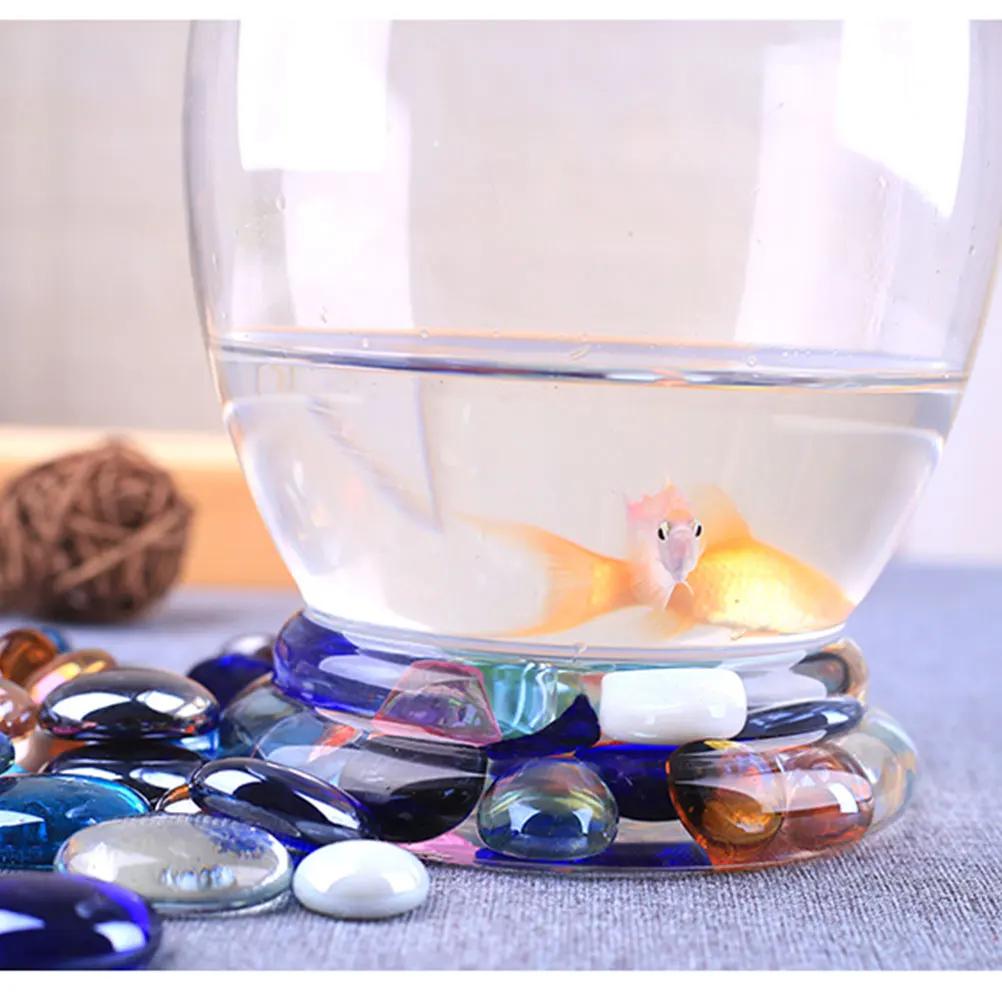 

80 Pcs Marbles Colored Glass Flat Beads Decoration Faux DIY Beaded Materials