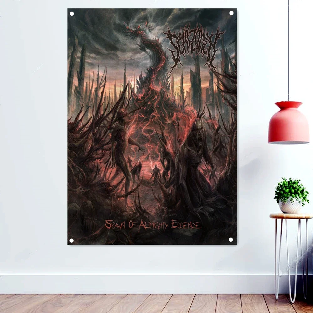 SPAWN OF ALMGHTY ESSENCE Death Metal Artist Poster Wallpaper Vintage Rock Band Music Banners Bloody Disgusting Tattoos Art Flag