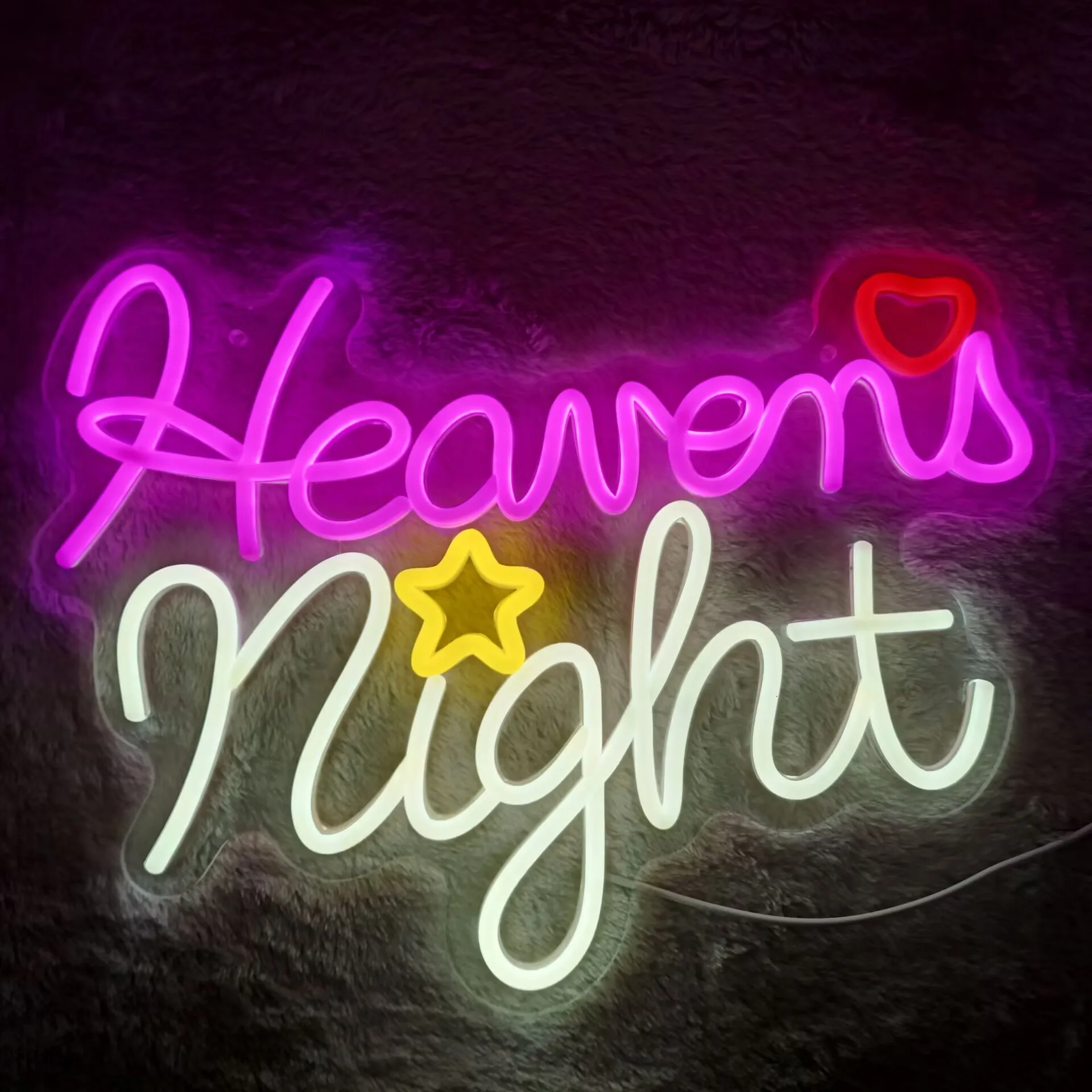

Светодиодная неоновая вывеска Heawen Night Неоновая вывеска Настенный декор для спальни, общежития, офиса, креативное пространство, минималистичный подарок для комнаты для друга