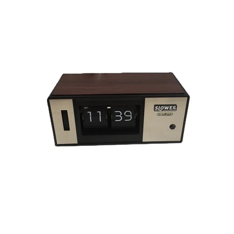 Simple retro Japanese flip clock with lamp led pendulum clock desktop minimalist creative Japanese small box mechanical clock