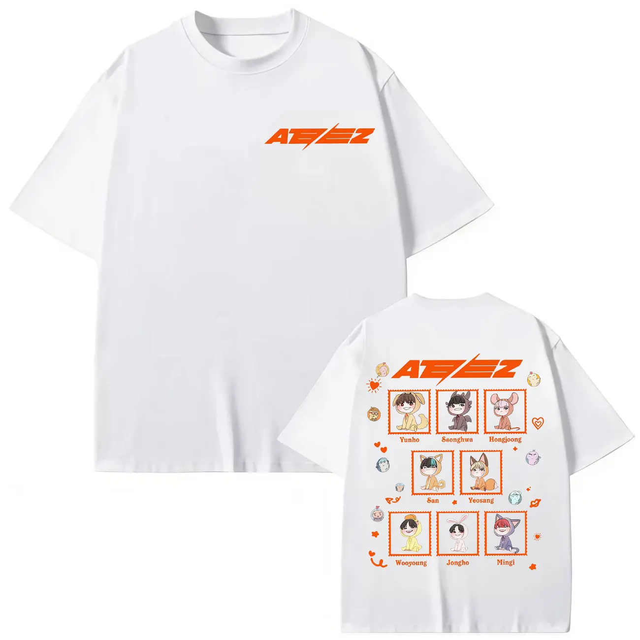 

Korean Band ATEEZ Cartoon T-shirt Streetwear Fashion Y2k Short Sleeve T-shirts Men Women Clothing Casual Loose Cotton T Shirts