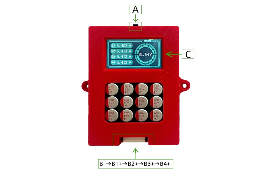 4S 6S 8S Active Balancer mit Spannungsanzeige Lifepo4 Equalizer Lipo/LTO Batteriespannungsprüfer – Detail 4