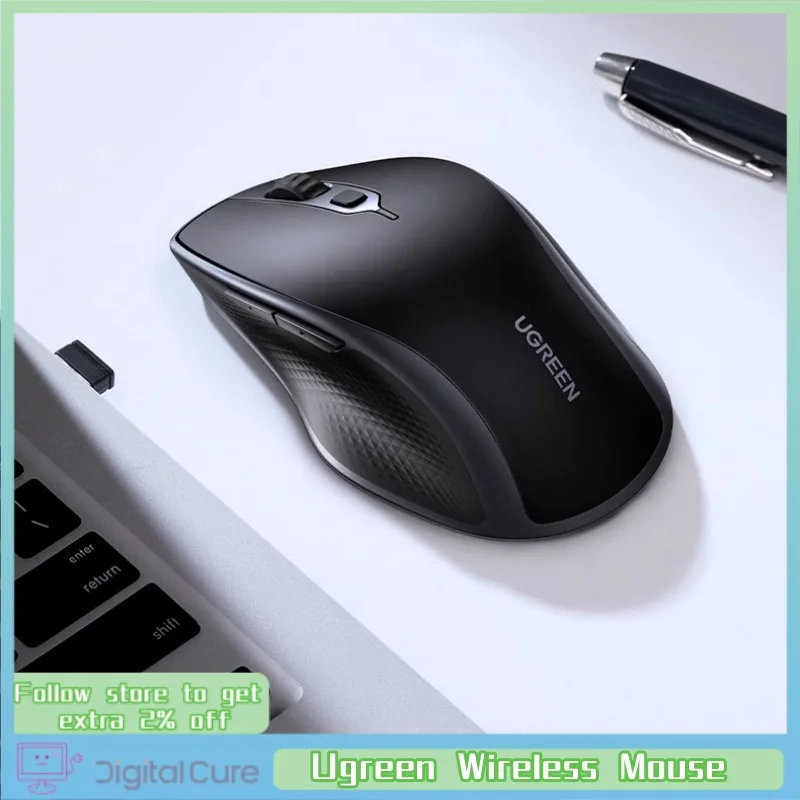 

2024 Ugreen Wireless Mouse Bluetooth Mute Bluetooth 5.0 2.4g 4000dpi Ergonomic Computer Office Esports Game 6 Mute Button Mouse