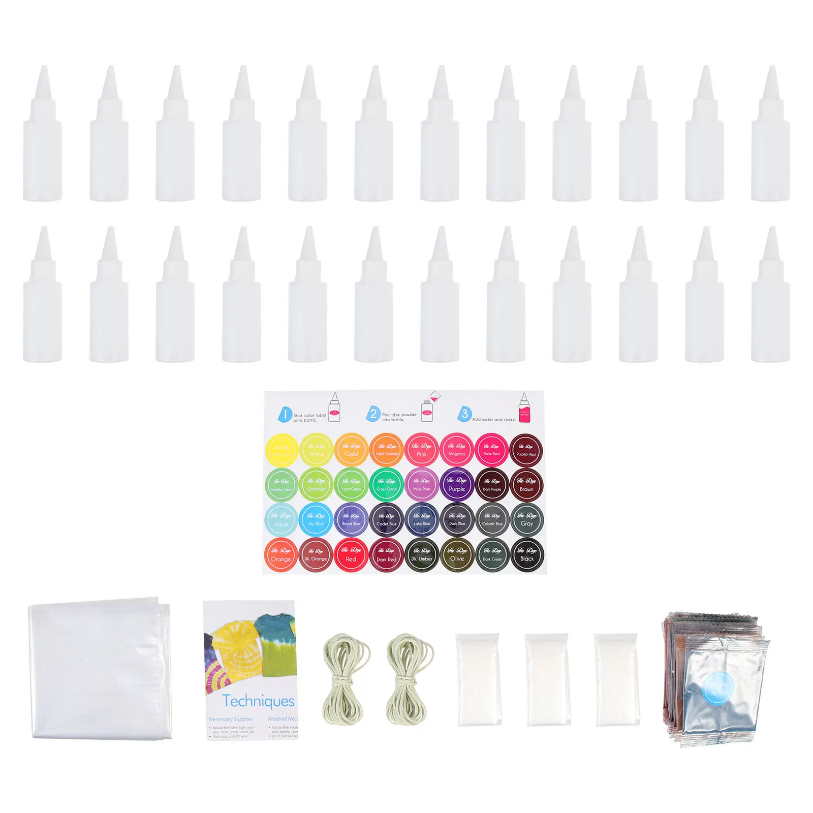 1 Juego de Kit de tinte en polvo seguro, no tóxico, 24 paquetes de tinte de colores, decoración de tela, suministros de fiesta DIY para niños y adultos