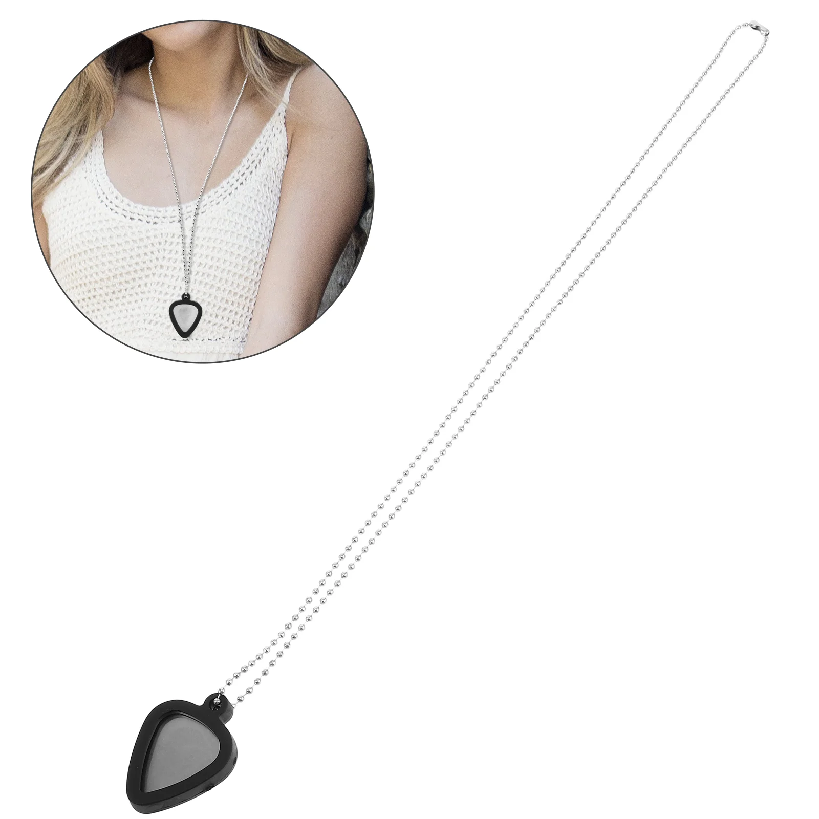 

1 Set Guitar Pick Necklace Adjustable Chain Hip Hop Music Steel Jewelry Heart Shaped Ukulele Pick Guitar Tag Pendant For Men Wom