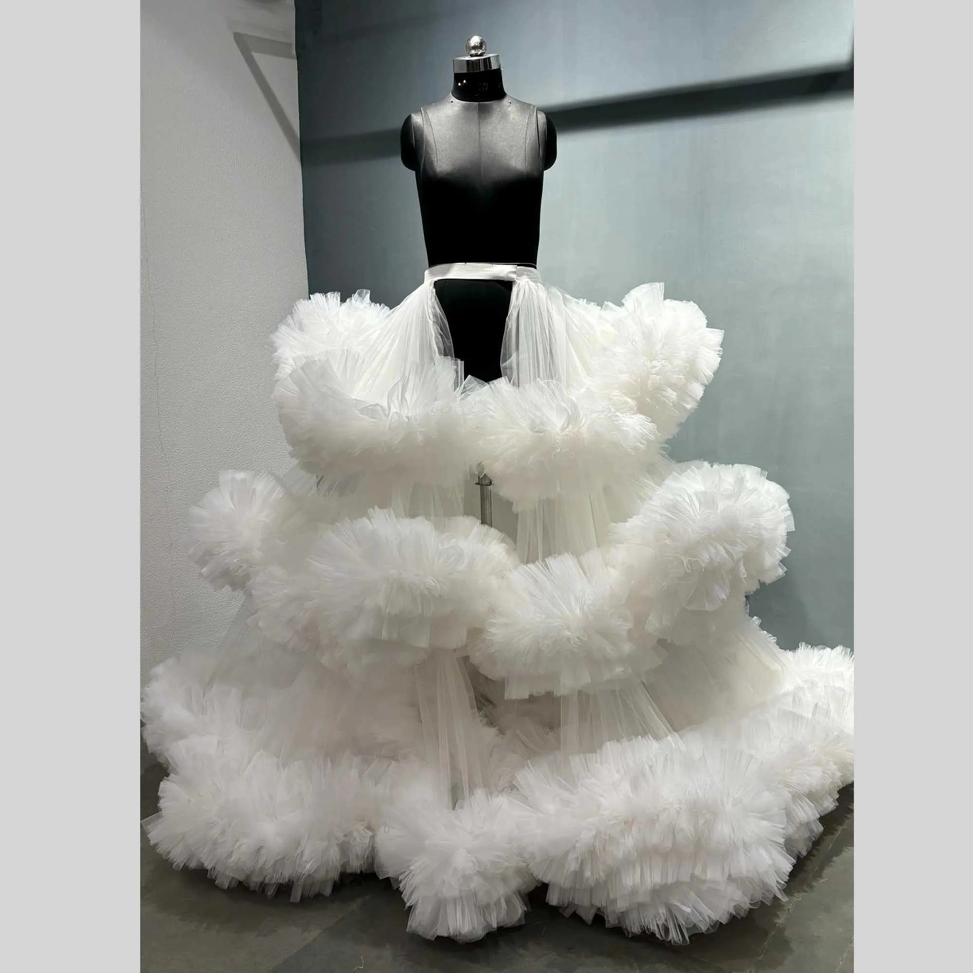 Saia de tule branca fofa, vestido de sessão de fotos, casamento personalizado, saia de noiva, vestido de baile, saia de maternidade em camadas, sobreposição, saia destacável