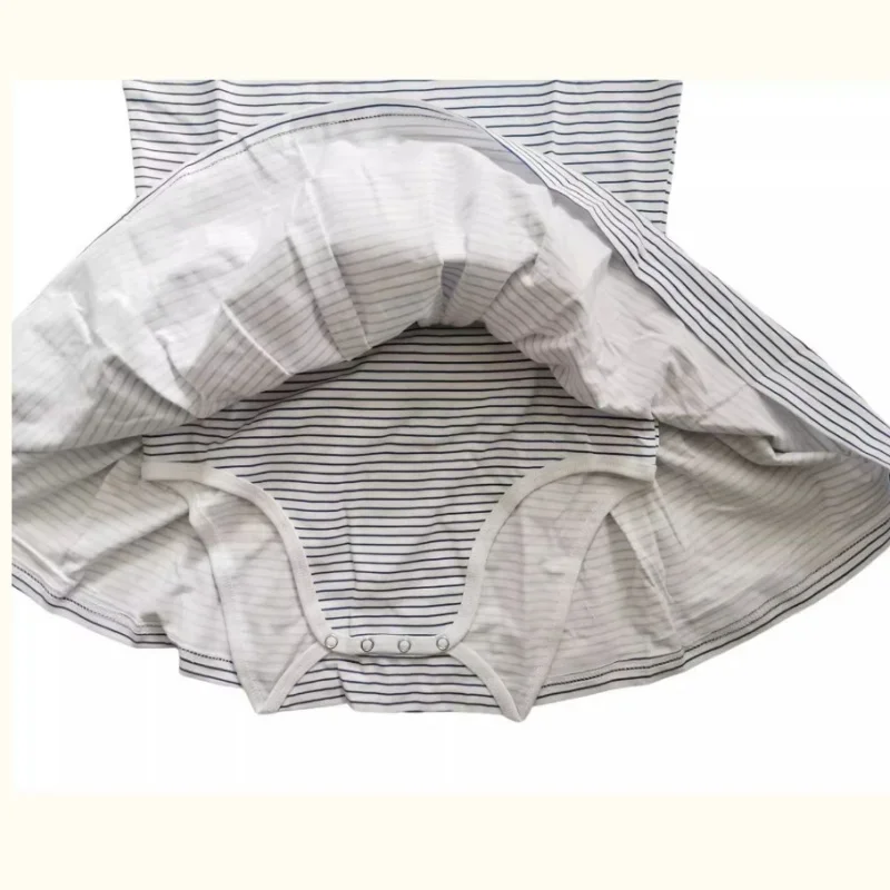 Printed blue stripe bodysuit with skirt  Adult Baby Onesie ABDL Soft Comfortable Clothes With Snaps Home Onesie Dress