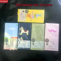 Kinbor-Agenda de planificación semanal, Agenda 2023, 2022, planificador, diario, Bloc de notas, Kawaii, suministros de papelería, regalo