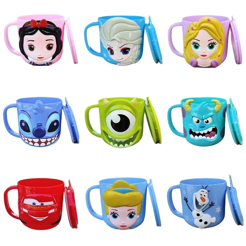 

Disney Stitch Cup Olaf Frozen Cartoon Cute 3D Children Mouthwash Anti Drop Plastic Brushing Party Drinks Cup Male Female Gifts