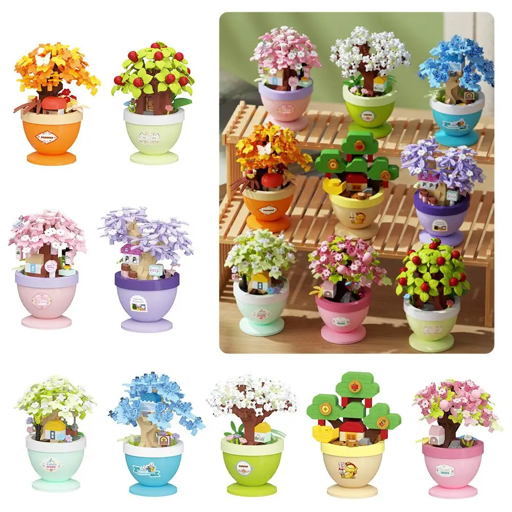 Blume für Kinder Puzzle Montage mit Topf Micro Baustein Sonnenblume Rose ewiger Blumenstrauß Mini Diamant Modell Ziegel Spielzeug