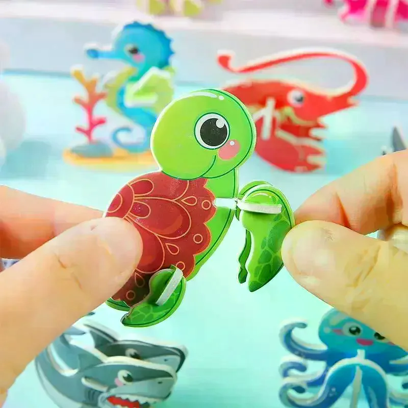 30Pc 3D Dinosaur Insect Marine Animal Paper Jigsaw Puzzles Educational Toys For Kids Birthday Party Favors School Rewards Pinata