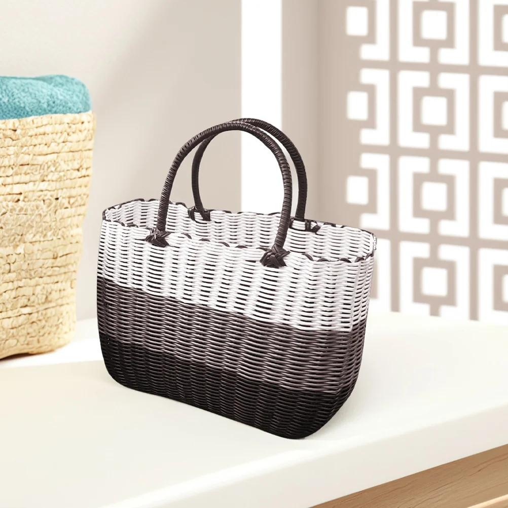 

Handwoven Medium Picnic Basket Washable Rattan Woven Tote Bag Multipurpose Storage Organizer Grocery Shopping Fruit Carrier
