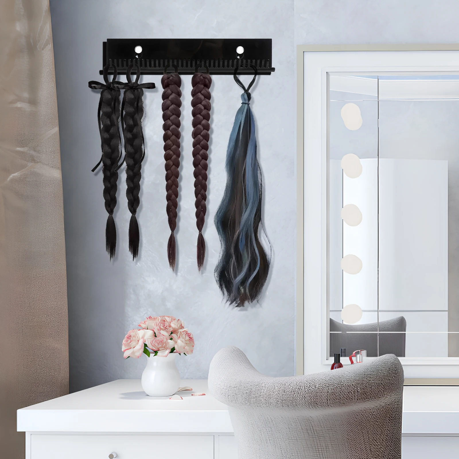 

Sturdy Acrylic Hair Extension Holder Stand U-Shaped Organizer For Wigs Display Storage Braiding Styling Wall Mount Rack