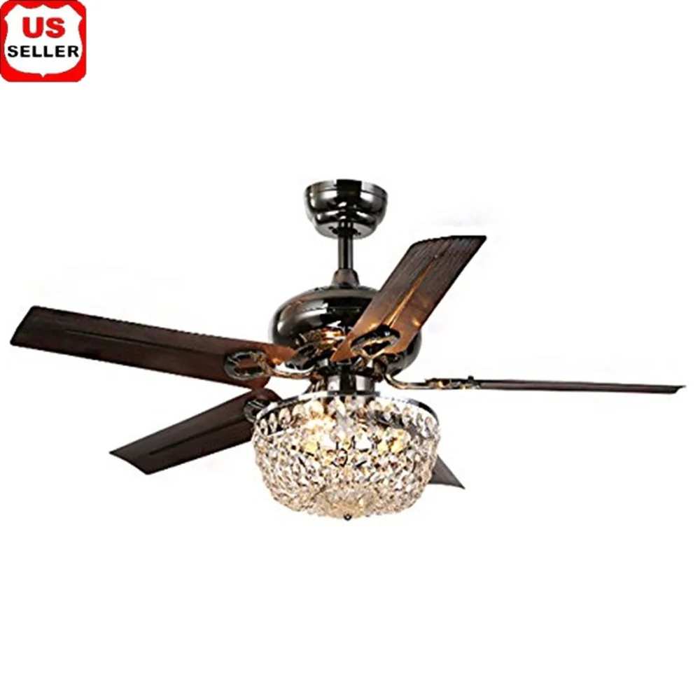 

Элегантная хрустальная люстра с 5 лопастями, потолочный вентилятор, светильник для внутреннего освещения, бронзовая отделка, требуется многонаправленный блок освещения