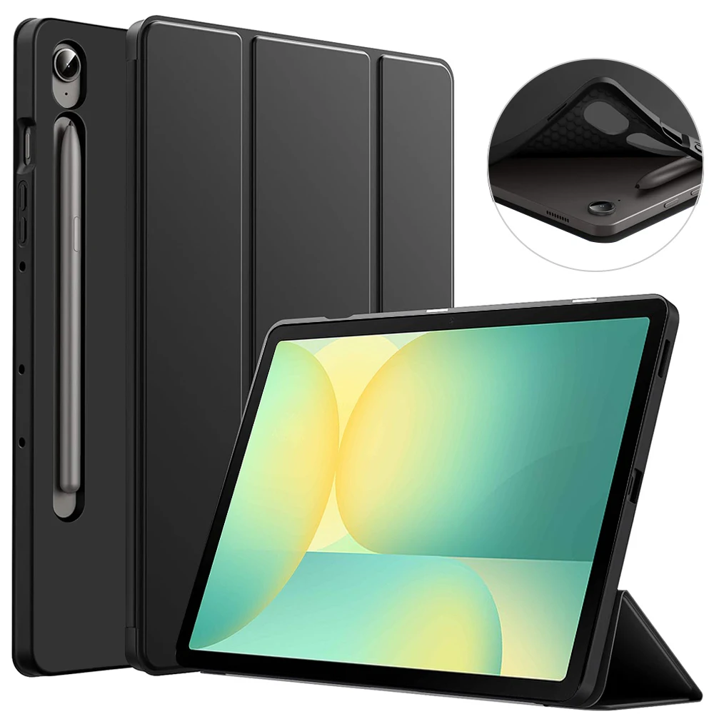 

Чехол для S9/S9 FE/S10 FE, защитный чехол из искусственной кожи, защита от падения с функцией сна, тройная подставка и поддержка, полная защита