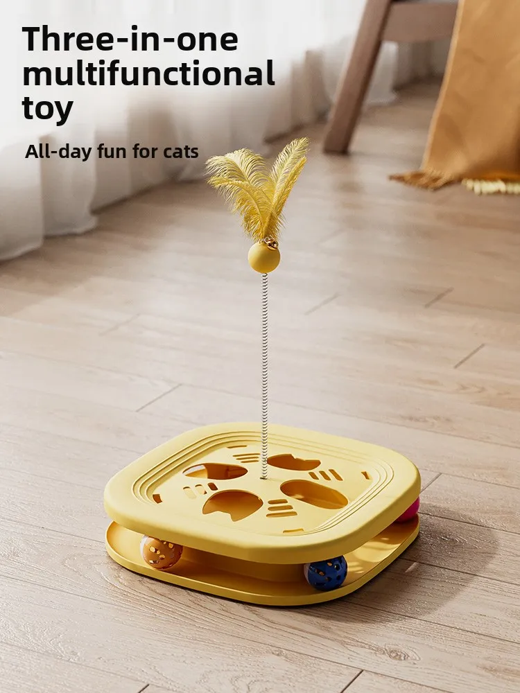 Interactive Toy Feather Bell Feeder Durable Silicone Handle Kittens Playtime En…