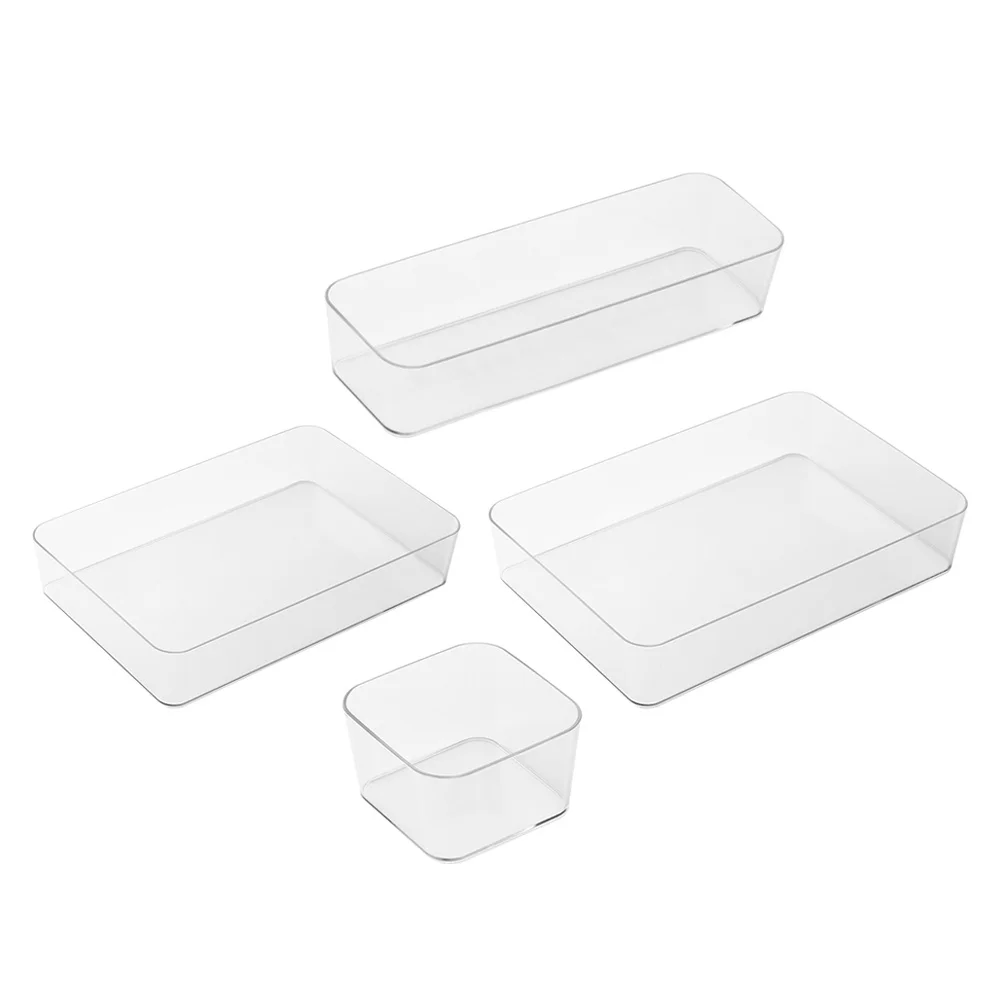 

1 Set Clear Drawer Organizers Transparent Pet Storage Bins For Makeup Vanity Desktop Bathroom Dorm Room Drawer Organizer Trays