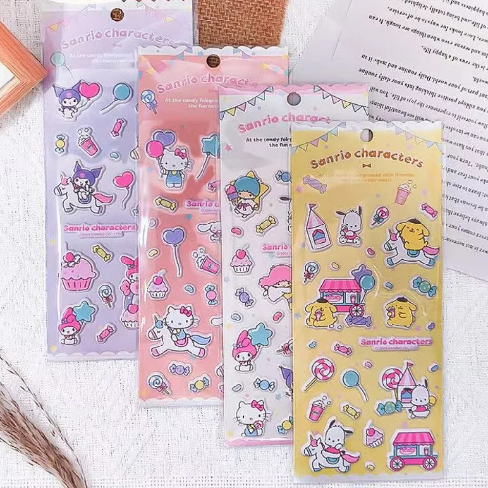 Pegatinas Originales de Sanrio, Juguetes de Dibujos Animados de Hello Kitty, Kuromi y Melody, Material para Álbumes de Recortes, Calcomanías para Teléfonos, Tazas, Agua, Planificador, Decoración