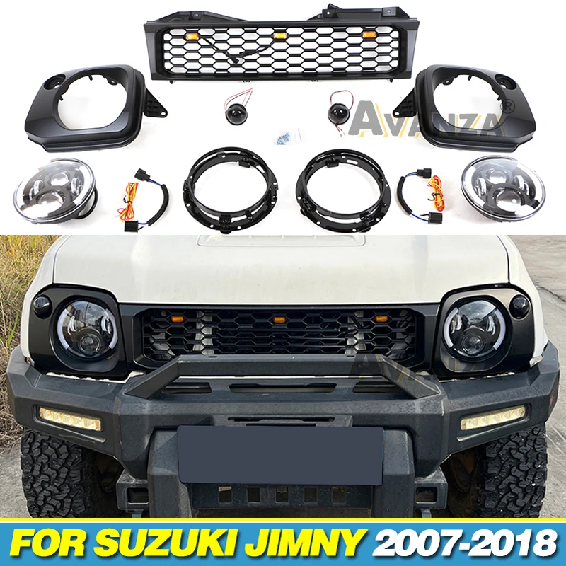 Front Grille With Light headlight Light frame Auto Parts Fits For 2007-2011/2012-2018 Suzuki Jimny