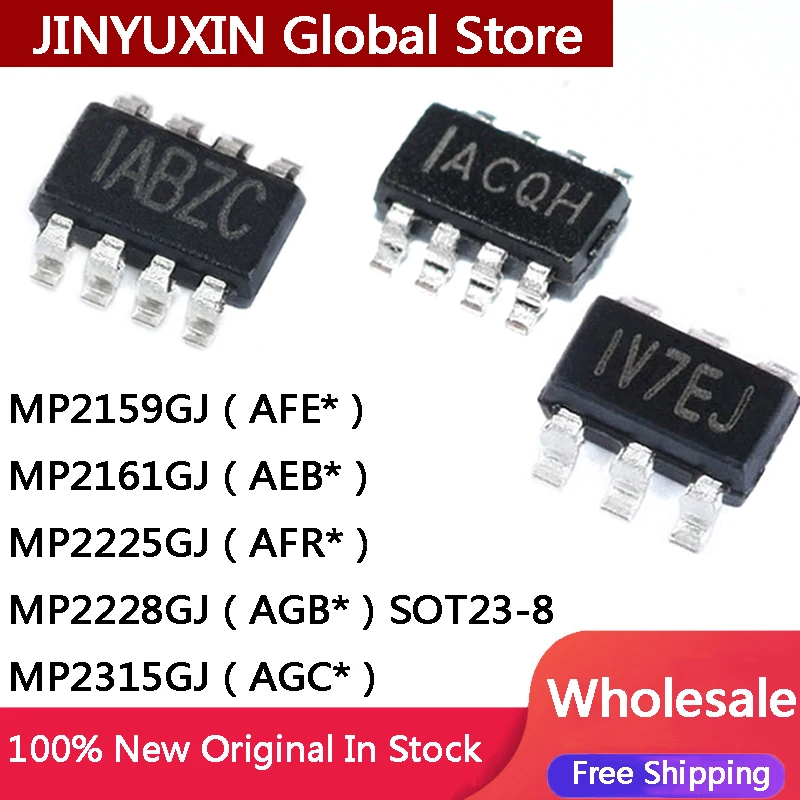 10Pcs New MP2159GJ AFE MP2159 MP2161GJ MP2161 AEB MP2225GJ AFR MP2225 MP2228GJ AGB MP2315GJ  AGC SOT23-8 IC Chip Stock Wholesale