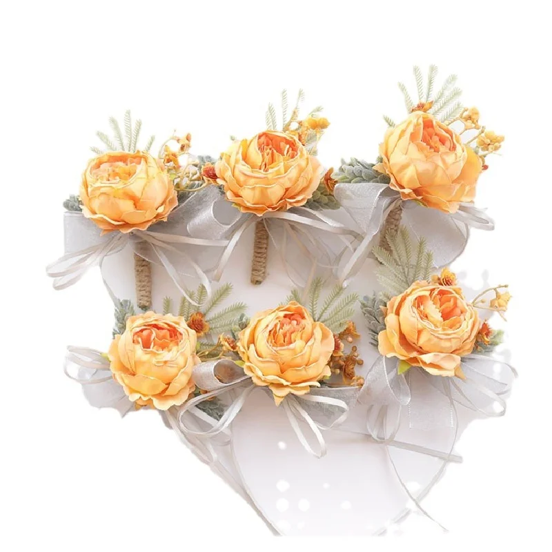 2414 Wedding Supplies Wedding Simulation Flowers Business Celebration Opening Guests Bust Flowers Hand Flowers Orange Yellow