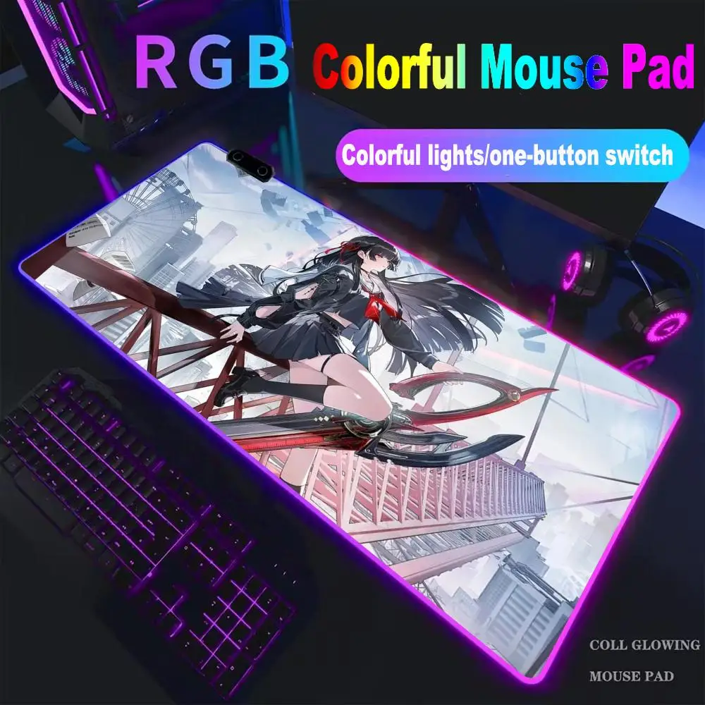 

Игровой коврик для мыши Game W-Whispering Wave Chisa, высококачественный коврик для мыши для киберспорта, RGB коврик для мыши, светодиодный коврик для мыши, большой коврик для ПК, студенческий коврик для письма