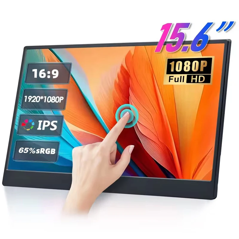 LANLIPU 15.6 بوصة شاشة محمولة تعمل باللمس شاشة ثانوية شاشة الكمبيوتر 1080P للهاتف الخليوي Xbox Switch PS4/ps5 المحمول