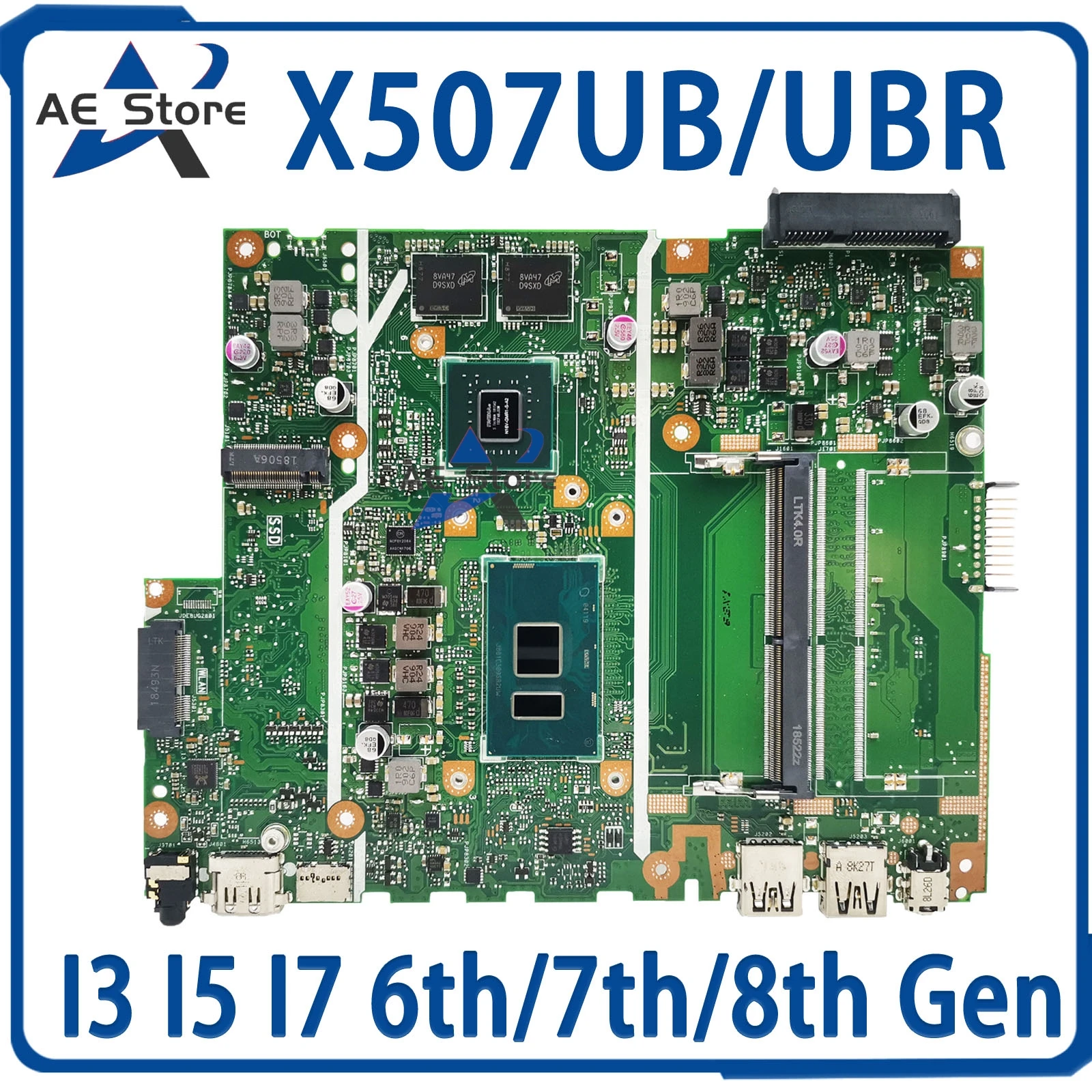 

X507UB Материнская плата ASUS X507UBR X507UF A507UB F507UB R507UB A507UF Y5000UB материнская плата для ноутбука I3 I5 I7 6th/7th/8th