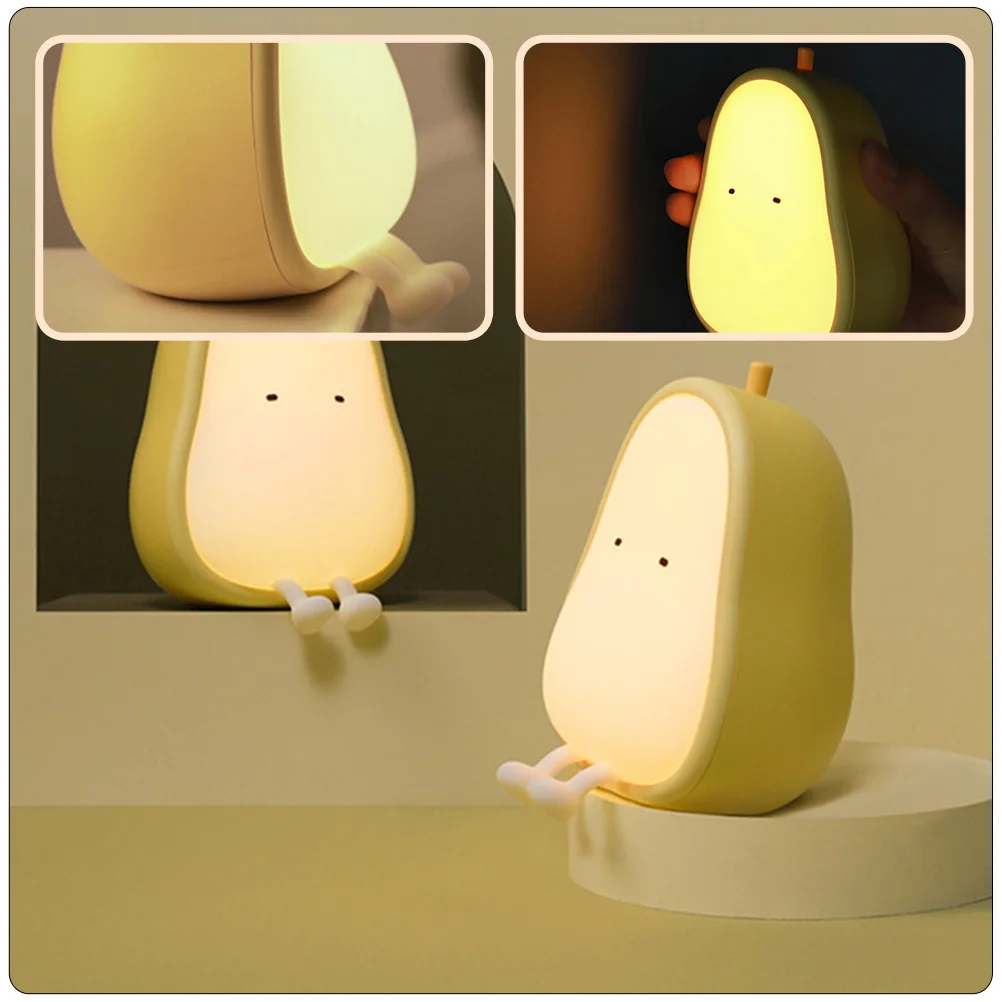 عكس الضوء الكمثرى على شكل ضوء الليل USB قابلة للشحن الدافئة Led مصباح لغرفة النوم الحضانة سطح المكتب الإضاءة الزخرفية مصباح غرفة صغيرة #1